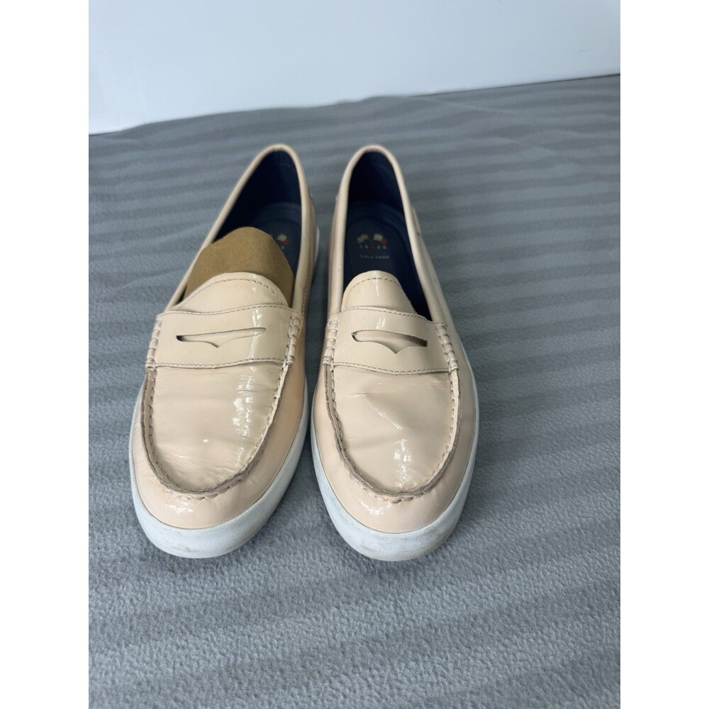 Cole Haan Grand.OS Women’s Beige Patent Leather Penny Loafers Size 9.5B